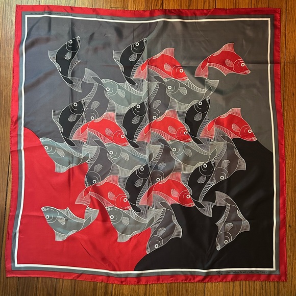 M. C. Escher Fish Abstract Scarf Large Square 90’s - Picture 1 of 8